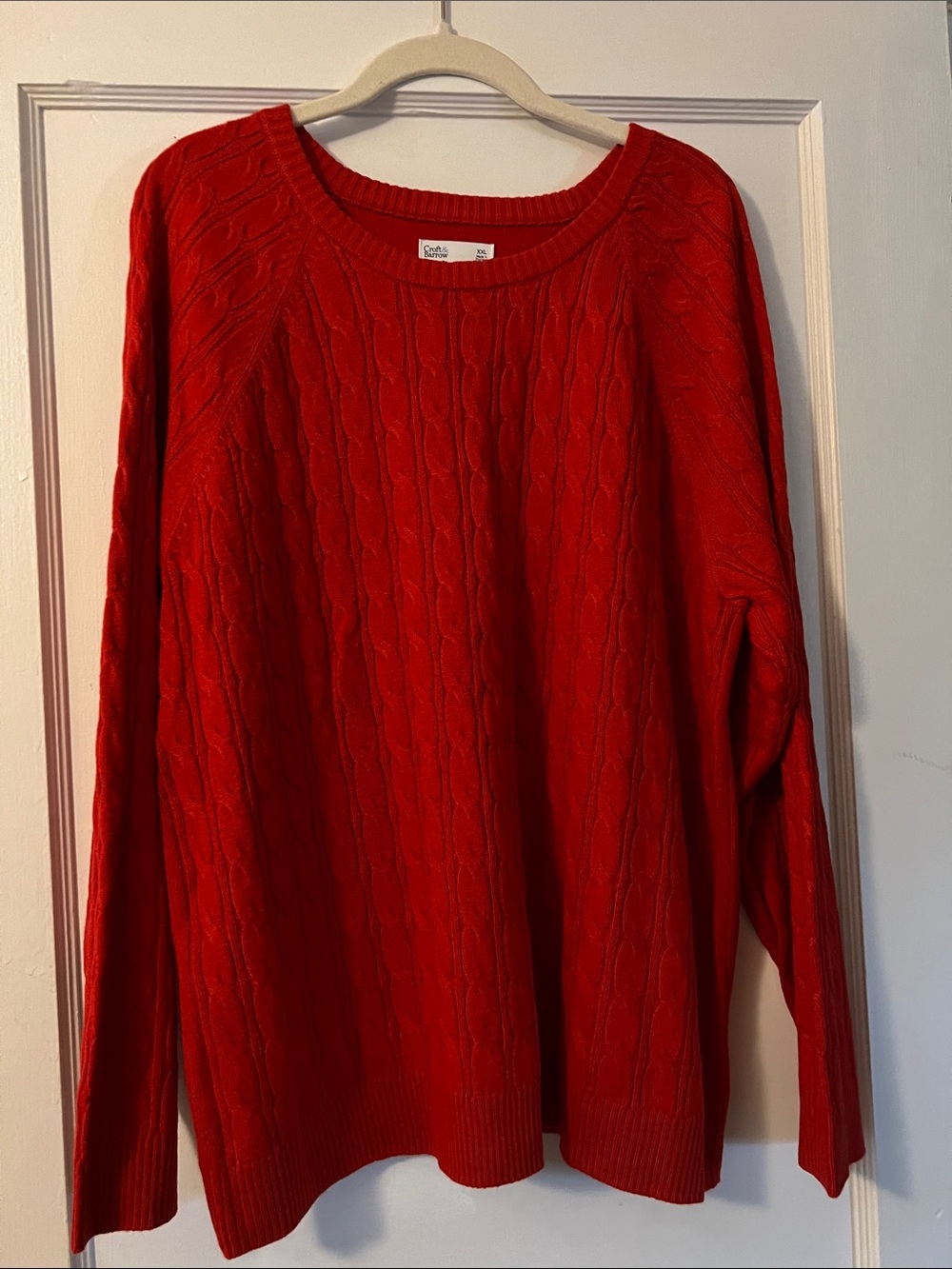croft & barrow Red Cable Knit Crewneck Sweater